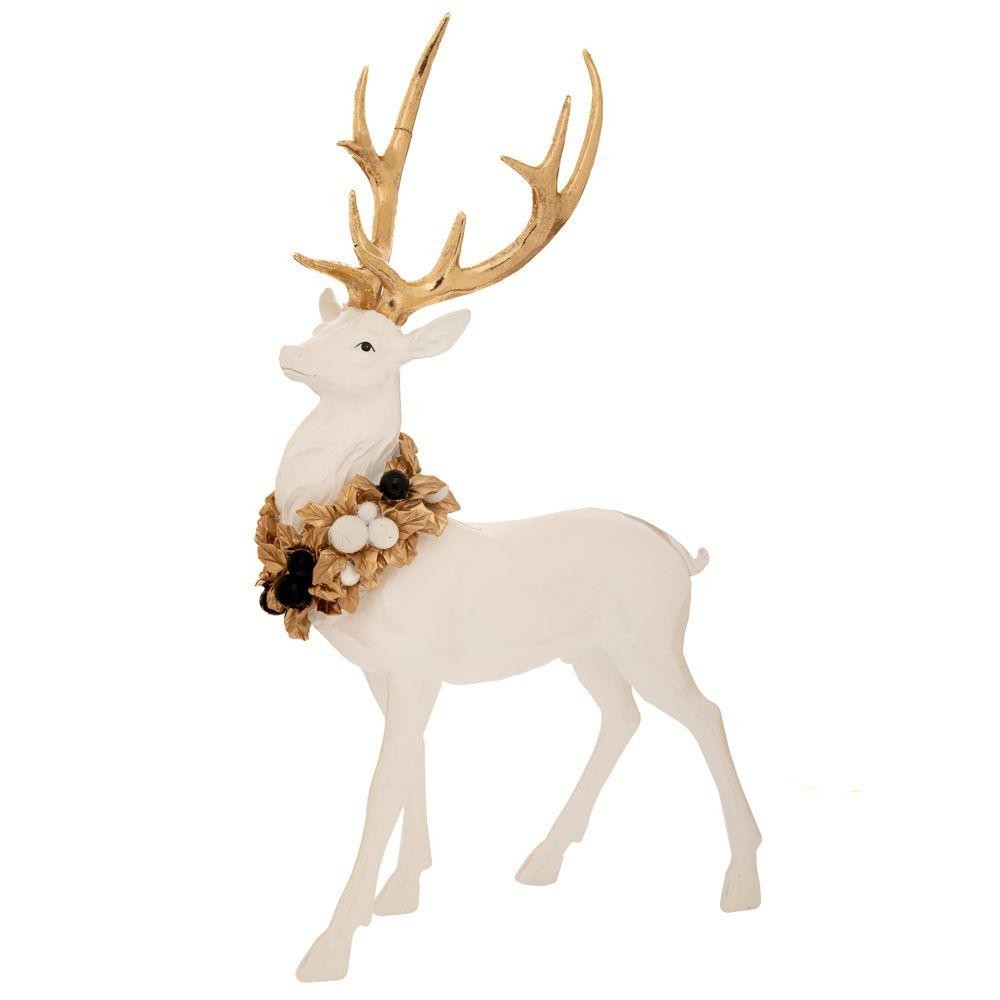 CERVO IN RESINA BIANCA 28X14X45,5CM